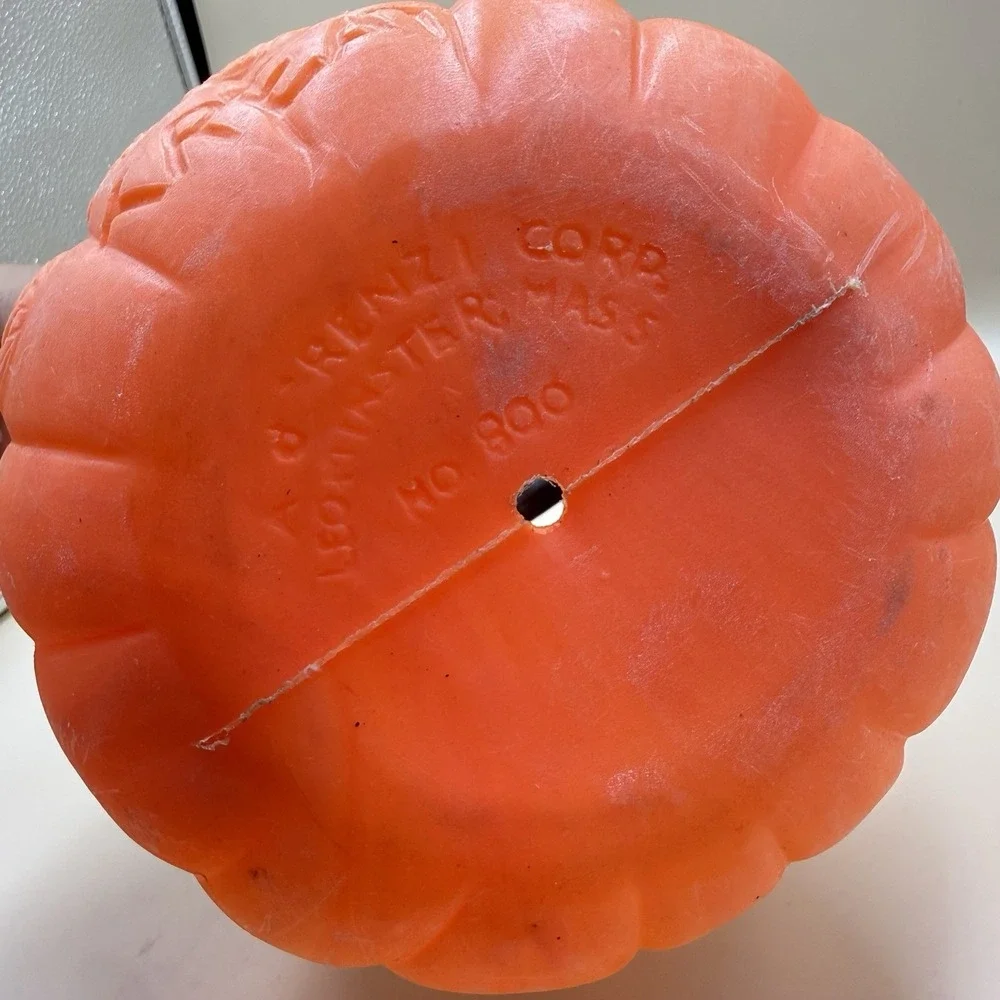 Vintage Renzi 2-Sided Halloween Blow Mold Pumpkin Witch Candy Pail Bucket Retro